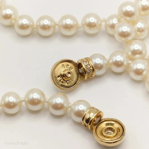 Rau Klikit Faux Pearl Knotted String Necklace Magnetic Closure - Picture 6 of 8